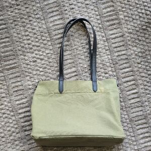 Banana Republic Essential Army Green Canvas Tote Bag with Black Straps